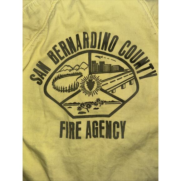 Vintage Yellow Firefighter Chore Jacket USA Made Distressed Workwear Medium - Picture 6 of 6